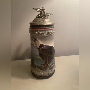 Budweiser Gray and Black Eagle Stein